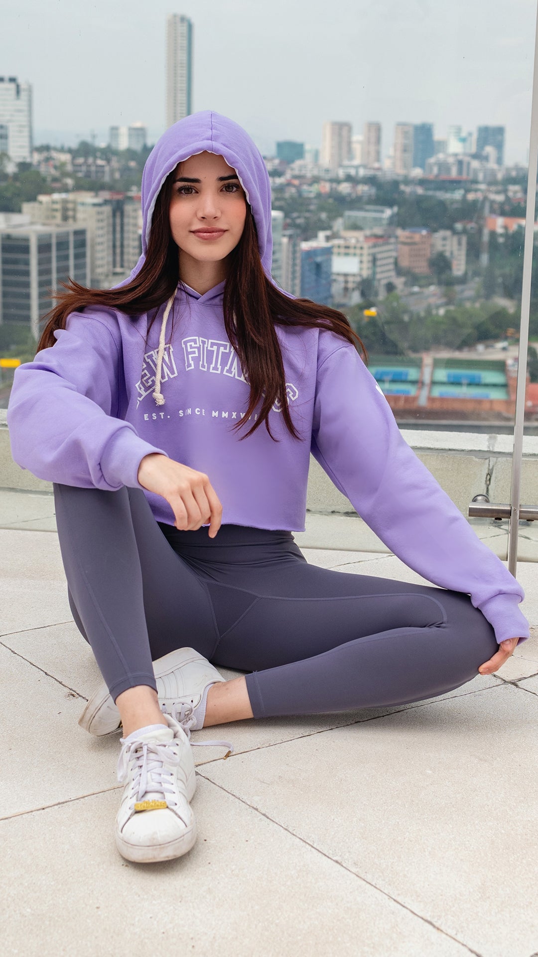 Crop Top Hoodie Lila New Fitness